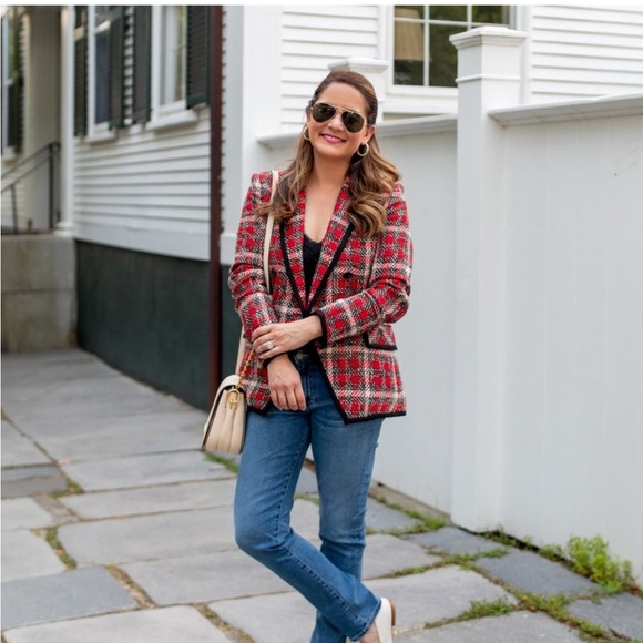 $698 Veronica Beard Harriet Cutaway Dickey Jacket stunning luxe red tweed sz 4 - Picture 14 of 16